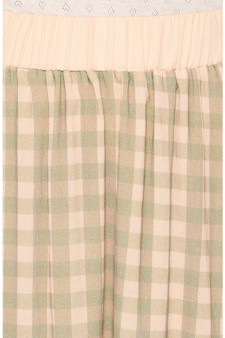 Daroda Gingham Midi Circle Skirt, Alternate, color, GREEN/ PINK GINGHAM