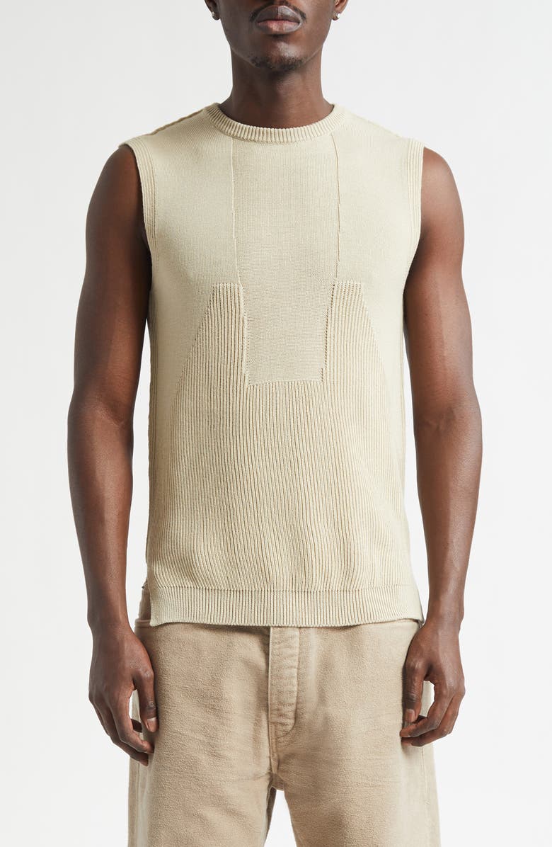 Rick Owens Virgin Wool Rib Sweater Tank, Main, color, Sand