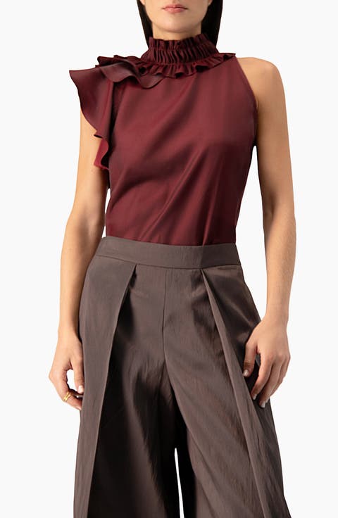 Ruffle-collar Sleeveless Blouse