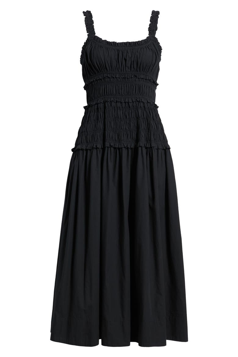 Marianne Stripe Organic Cotton Midi Dress, Alternate, color, BLACK