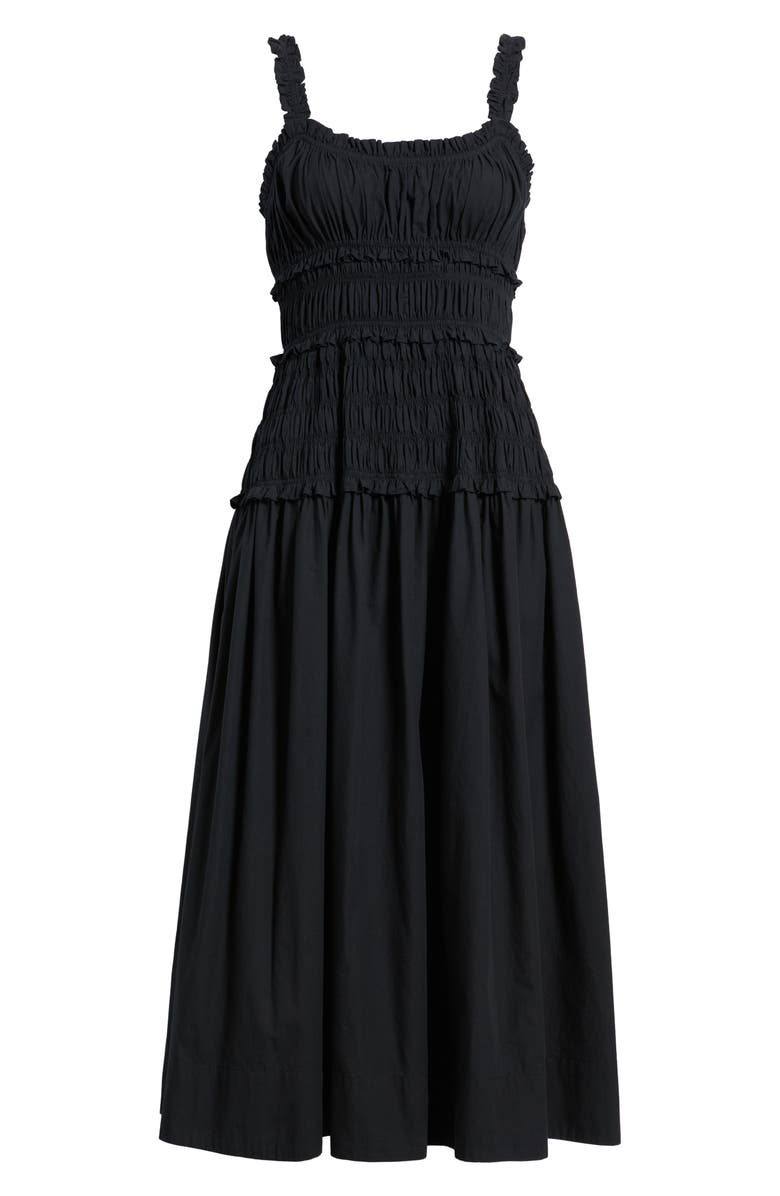 DÔEN Marianne Organic Cotton Poplin Midi Dress, Alternate, color, Black