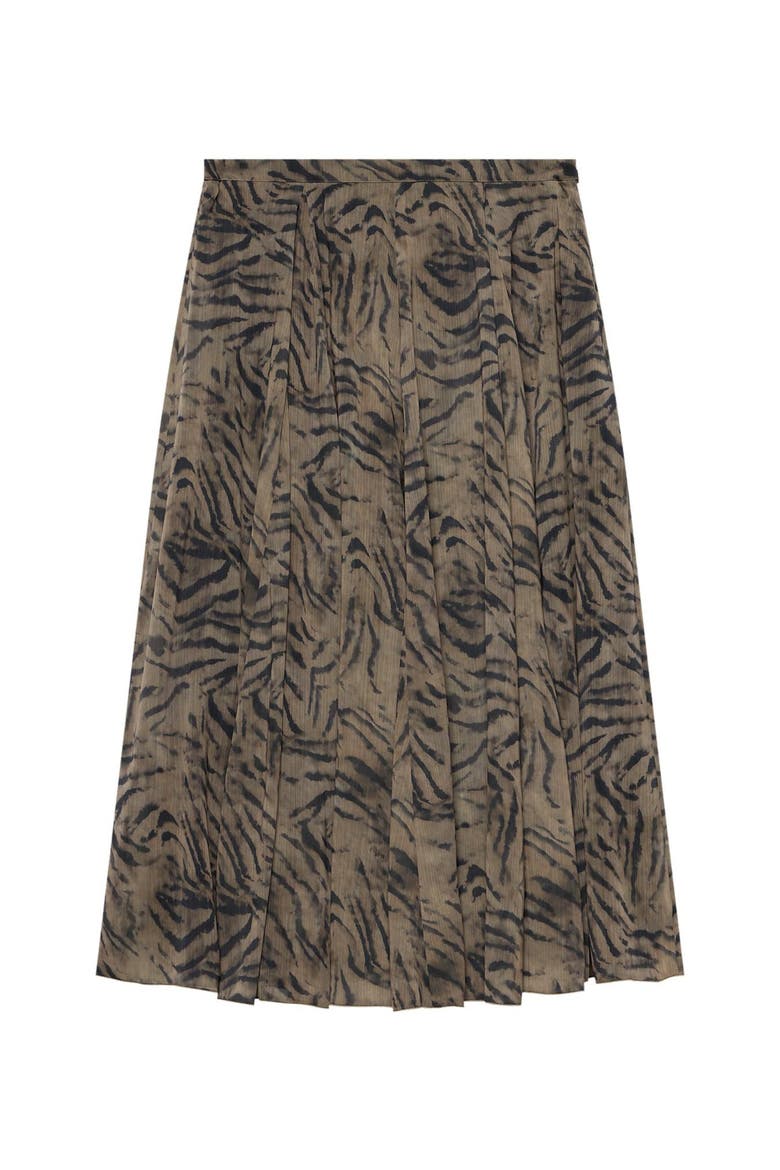 Flowy Printed Midi Skirt, Alternate, color, Brown