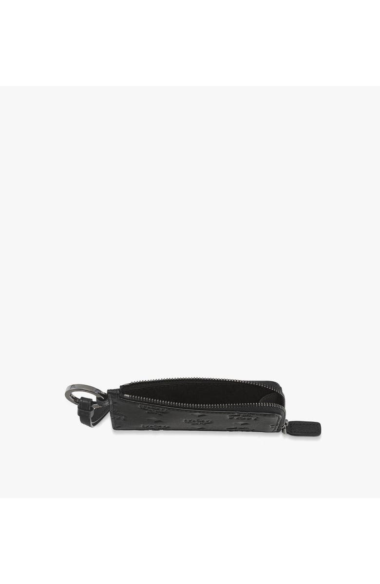 MCM Aren Card Pouch in Embossed Monogram Leather, Alternate, color, Black