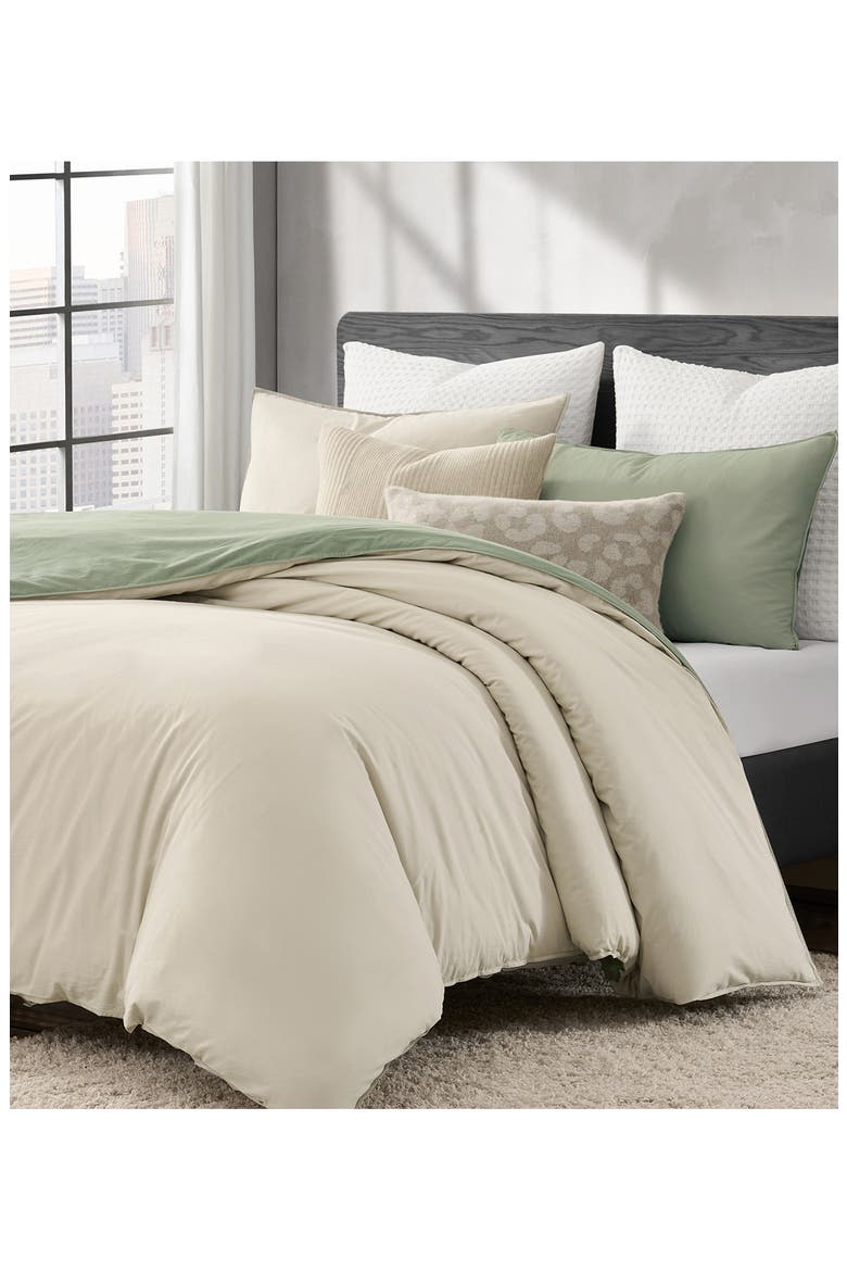Reversible Vintage Washed Cotton Duvet & Sham Set, Alternate, color, GREEN/ KHAKI