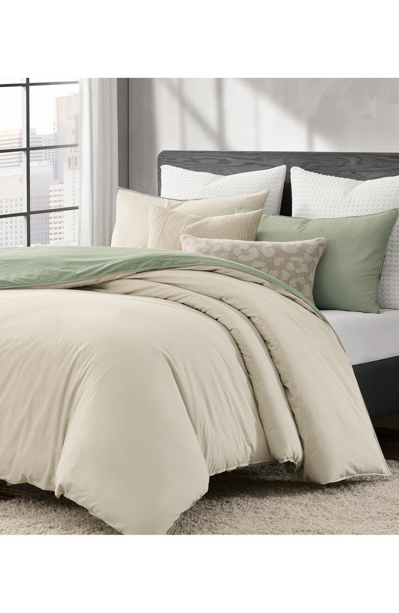 DKNY Reversible Vintage Washed Cotton Comforter & Sham Set, Alternate, color, Green/ Khaki