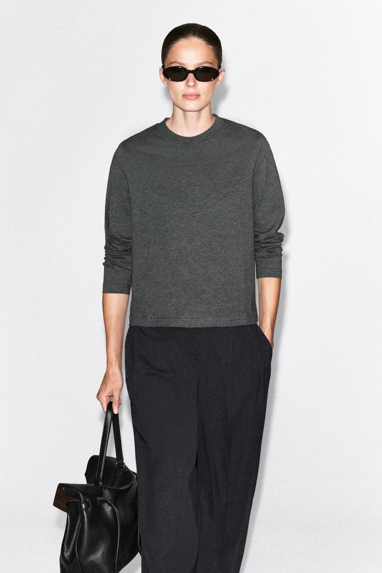 Clean Cut Long-sleeved T-shirt, Main, color, DARK-GRAY MÉLANGE