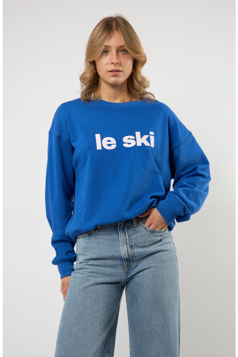 Le Ski Cotton Graphic Sweatshirt, Alternate, color, BLUE