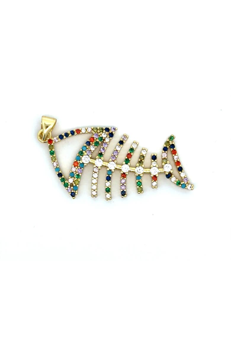 Multicolor Fish Bone Pendant, Main, color, Yellow