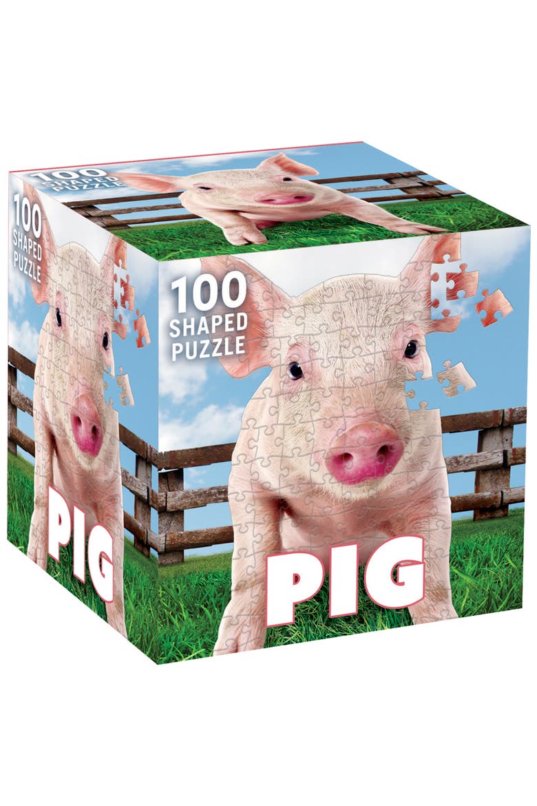 Pig 100 Piece Shaped Jigsaw Puzzle, Main, color, Multicolor