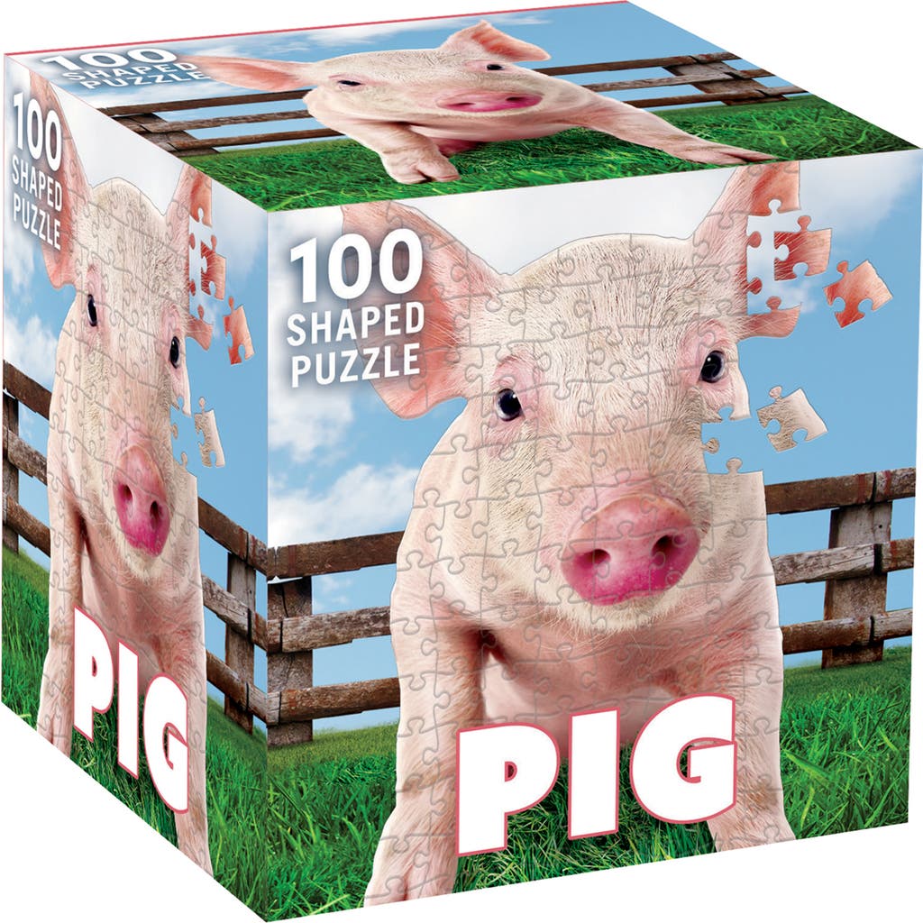 MASTERPIECES Pig 100 Piece Shaped Jigsaw Puzzle in Multicolor at Nordstrom