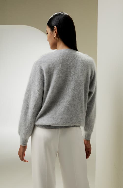 Lilysilk Brushed Cashmere Pullover Sweater In Light Gray