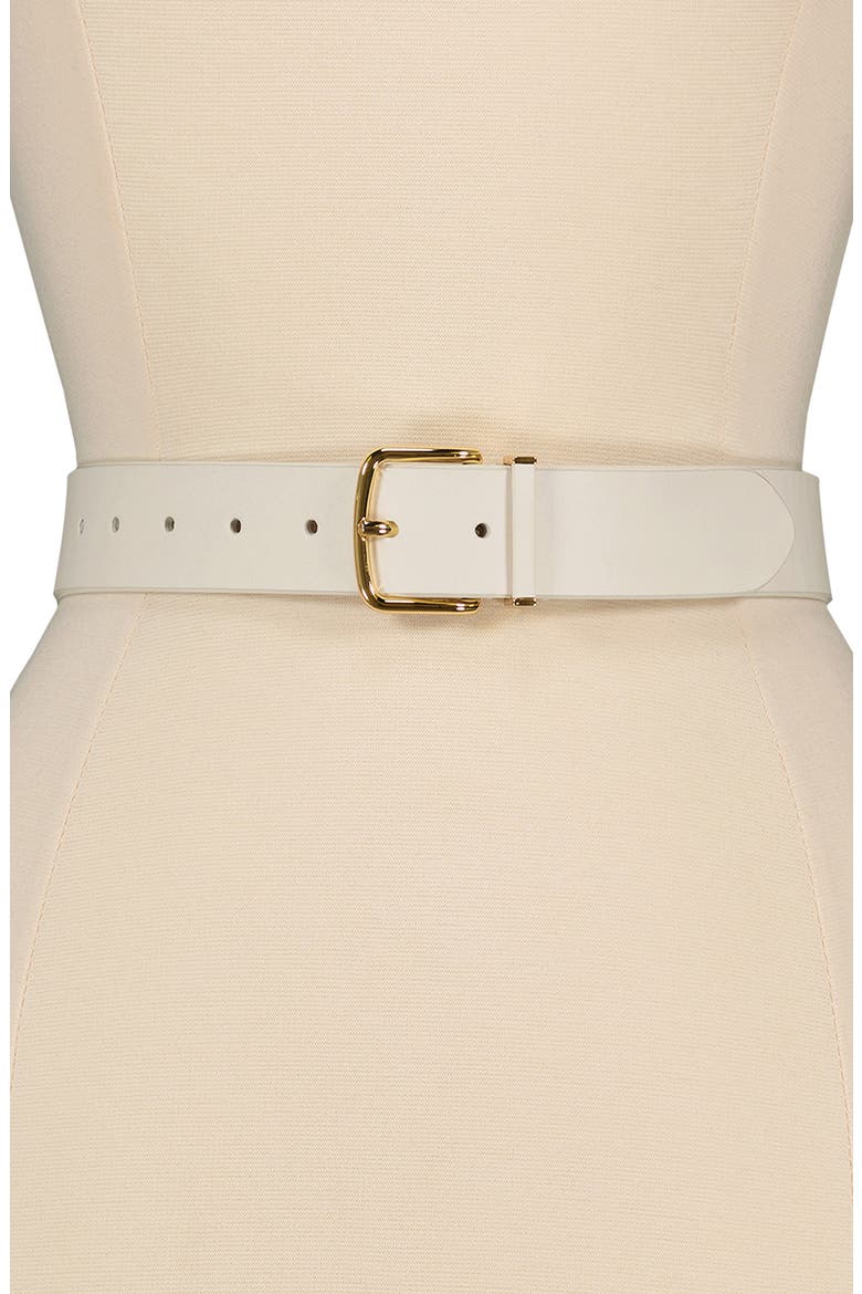 Kaia Leather Belt, Alternate, color, MILK
