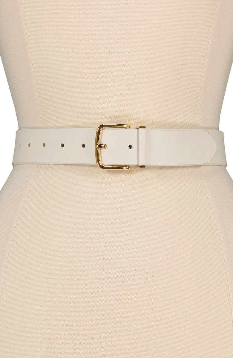 Vince Kaia Leather Belt, Alternate, color, Milk