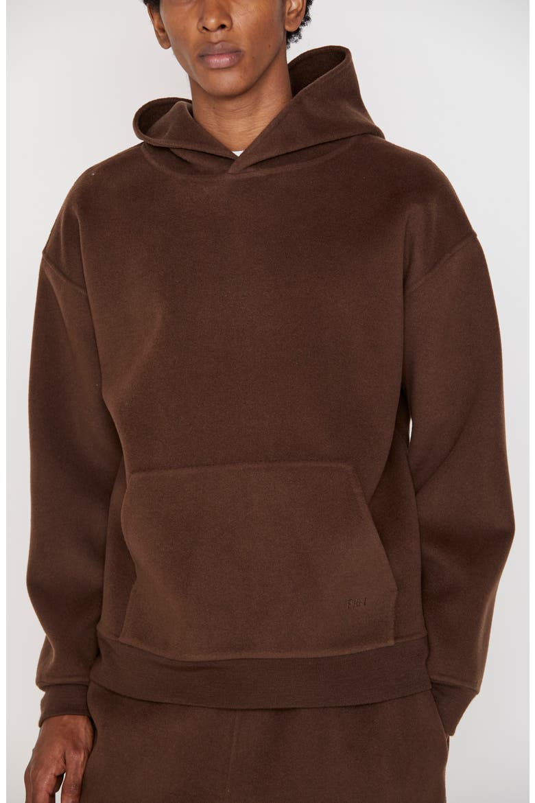 Double Face Wool Blend Hoodie, Alternate, color, WOOD