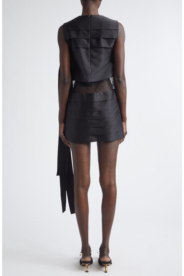 Lace Trim Silk Minidress, Alternate, color, NERO