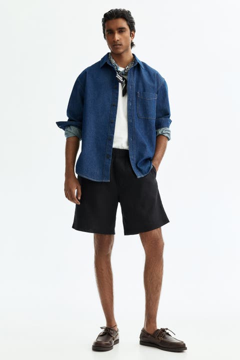 Relaxed Fit Linen Shorts