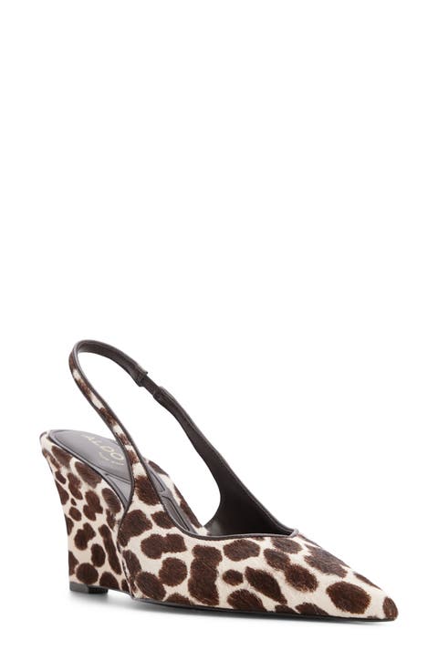 Jenadine Genuine Calf Hair Pointed Toe Wedge Pump