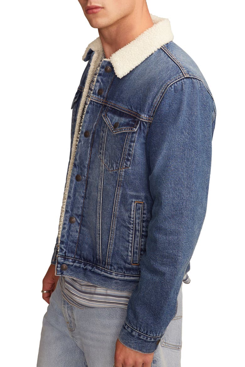 Denim Jacket with Faux Shearling Lining, Alternate, color, COLD SPRING