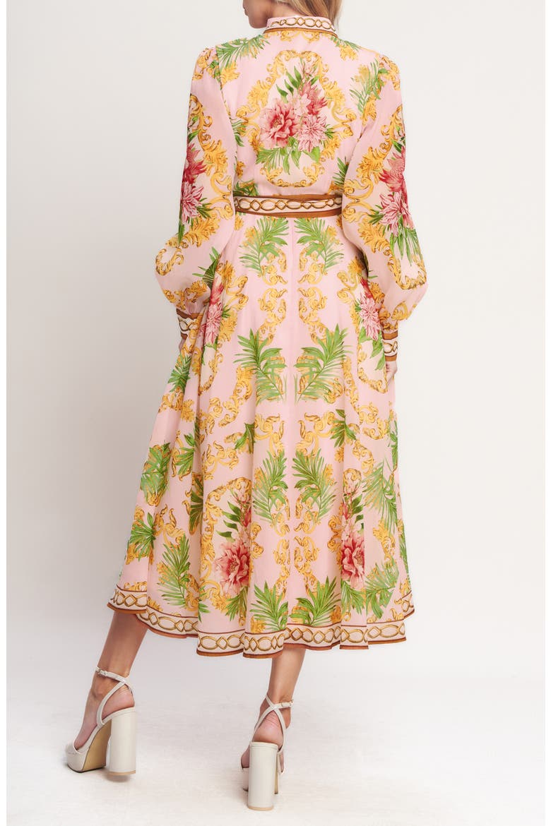 Print Long Sleeve Maxi Shirtdress, Alternate, color, PINK