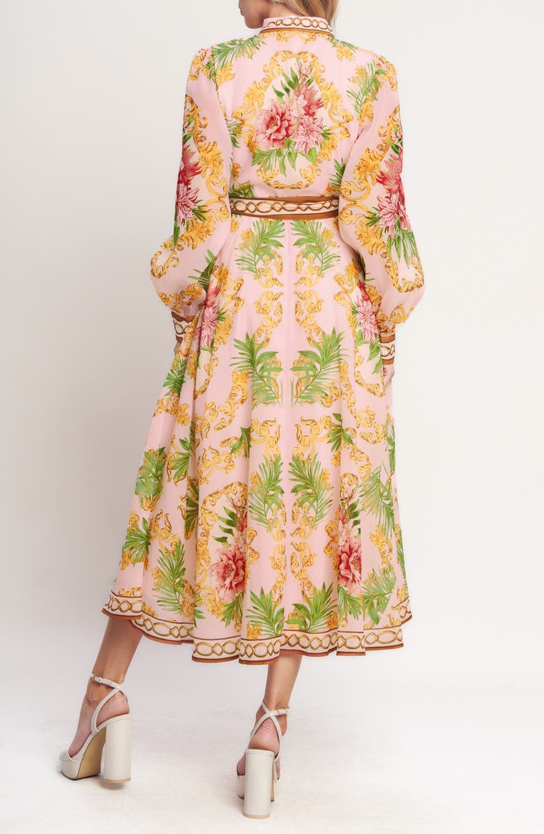 FLYING TOMATO Print Long Sleeve Maxi Shirtdress, Alternate, color, Pink