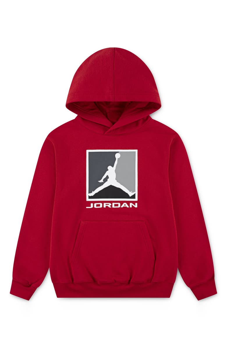 Jordan Kids' MJ Essentials Fleece Graphic Hoodie, Main, color, Gym Red