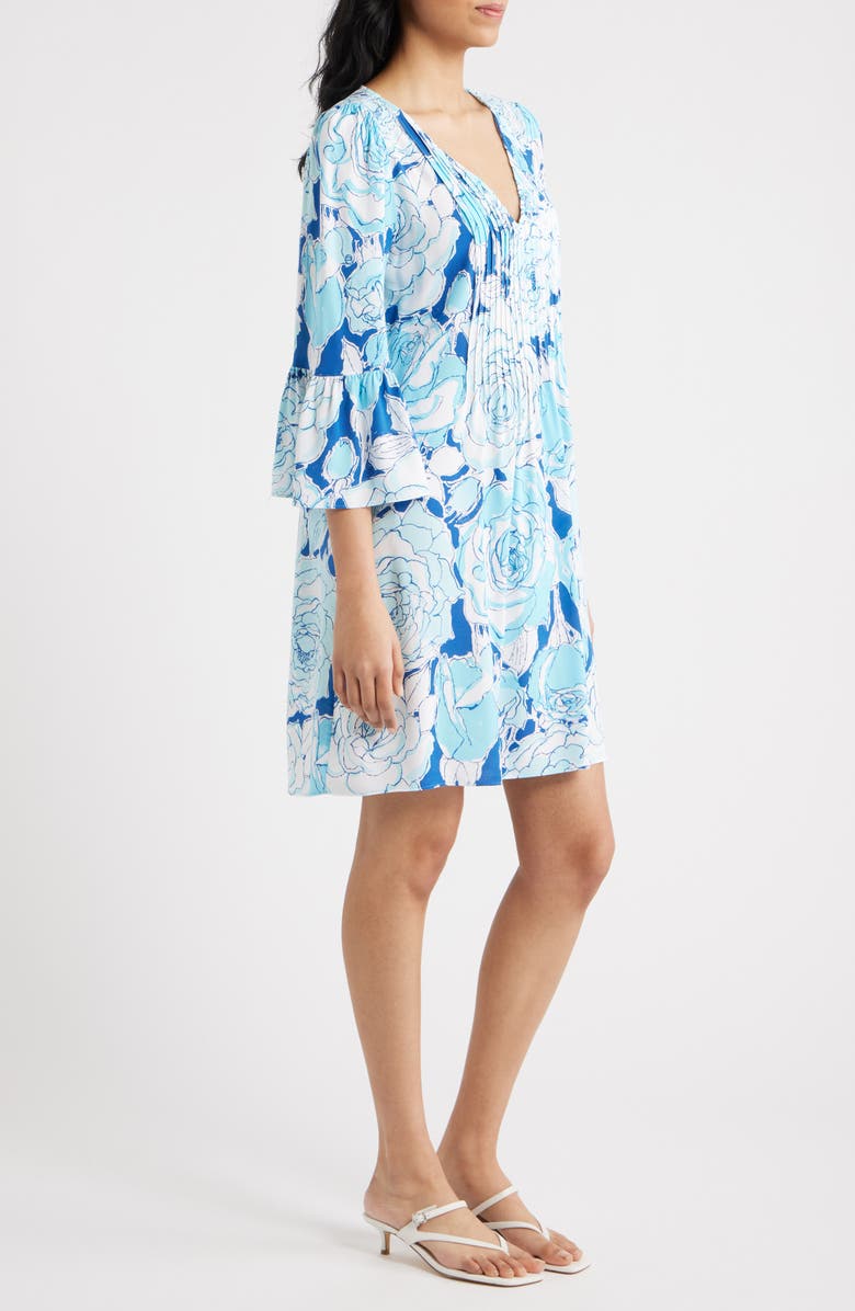 Lilly Pulitzer<sup>®</sup> Danika Pleated Bodice Floral Tunic Minidress, Alternate, color, Capri Blue Rosanna