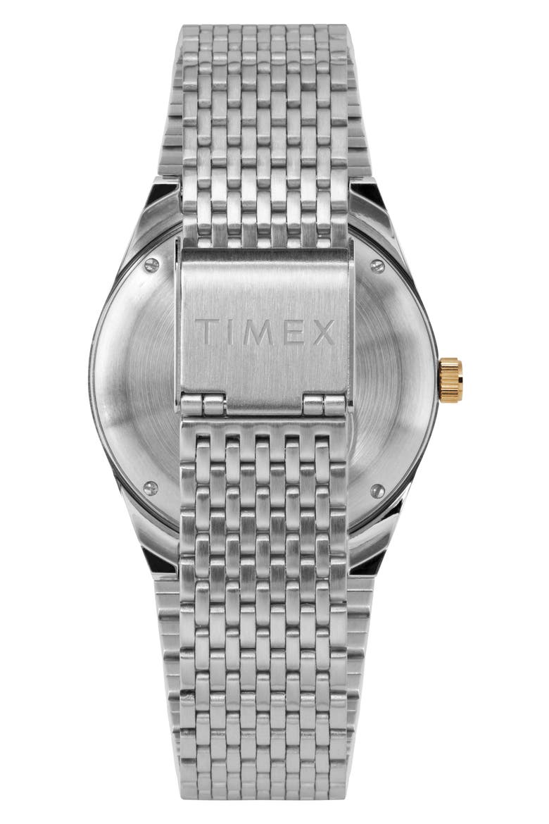 Q Timex Reissue Bracelet Watch, 38mm, Alternate, color, SILVER/ BLUE