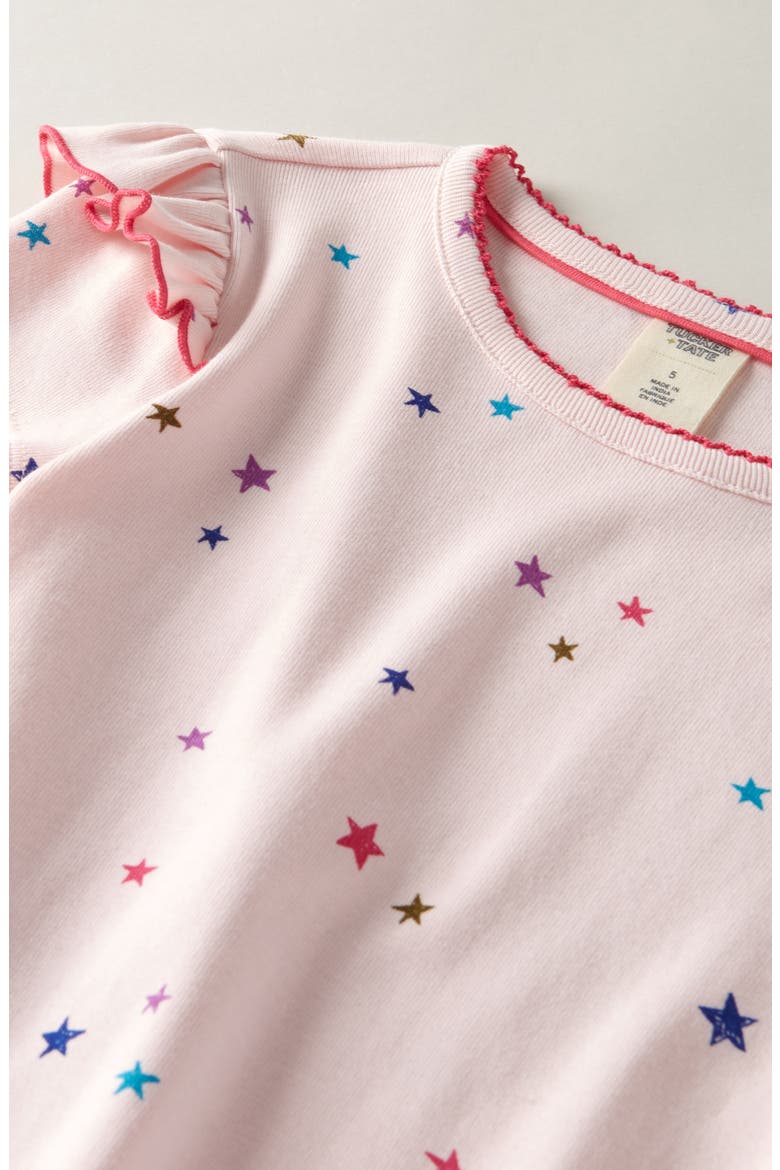 Kids' Print Ruffle Sleeve Cotton T-Shirt, Alternate, color, PINK BALM CHEERFUL STARS