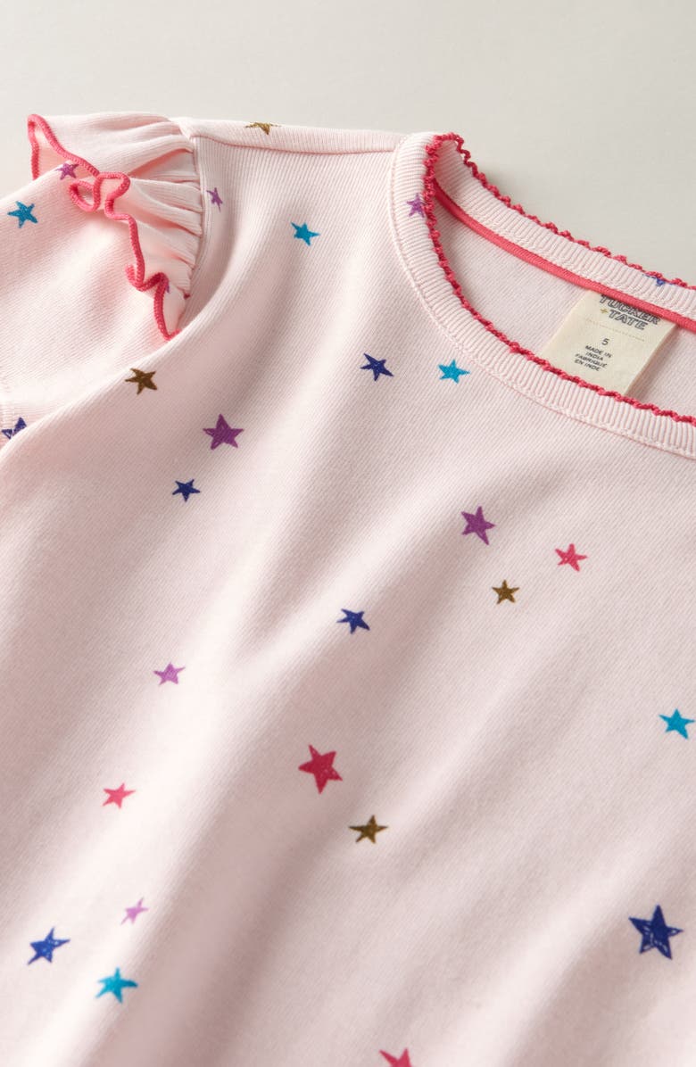 Tucker + Tate Kids' Print Ruffle Sleeve Cotton T-Shirt, Alternate, color, Pink Balm Cheerful Stars