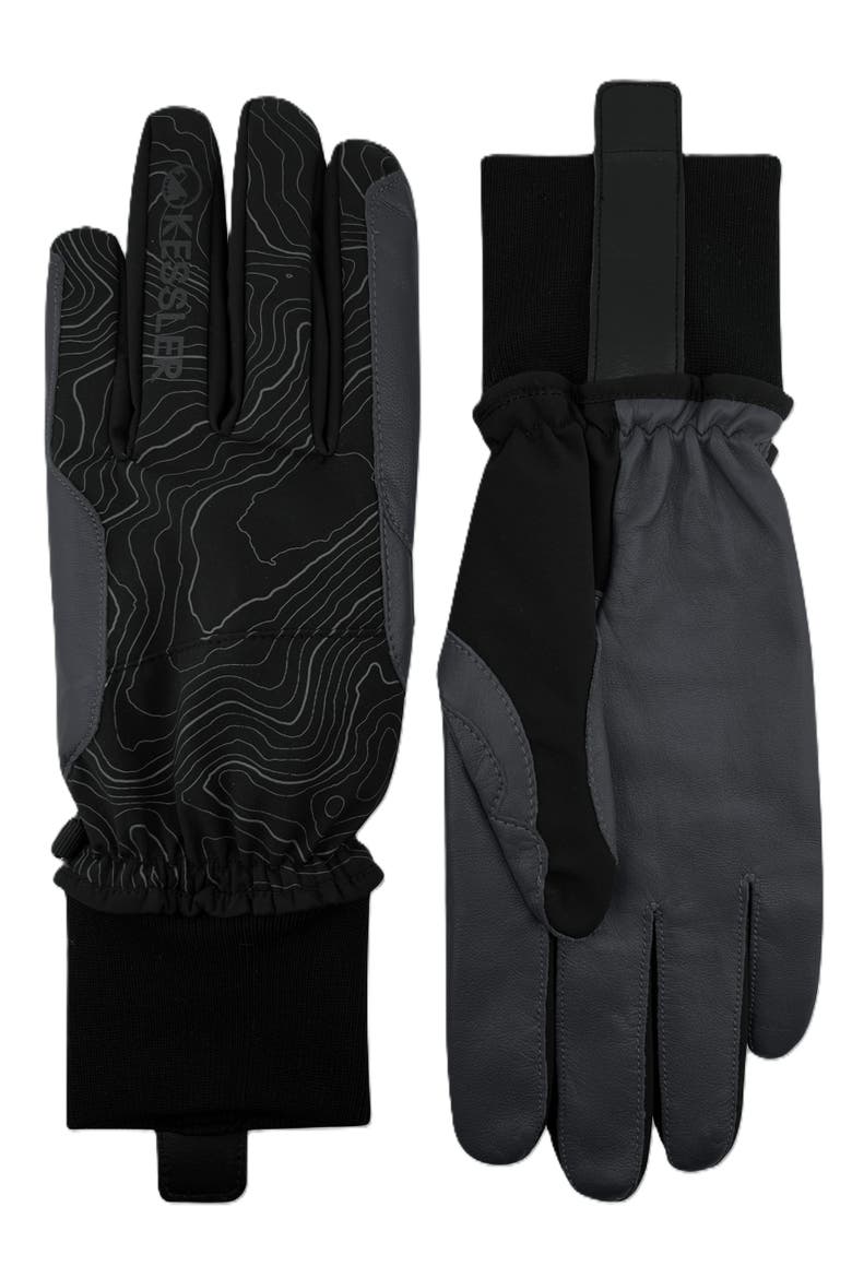 Performance Touchscreen Gloves with Leather Palm, Main, color, black