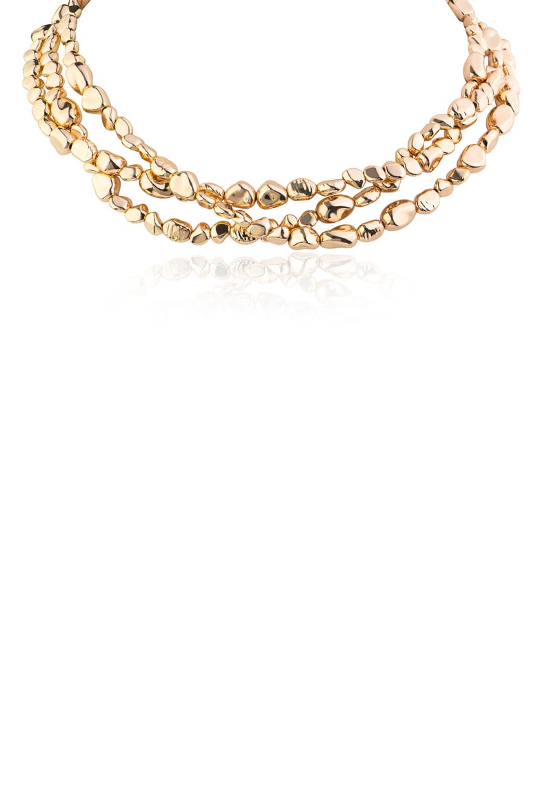 Triple Layered Beaded Necklace, Main, color, GOLD