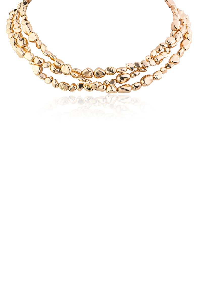 JARDIN Triple Layered Beaded Necklace, Main, color, Gold
