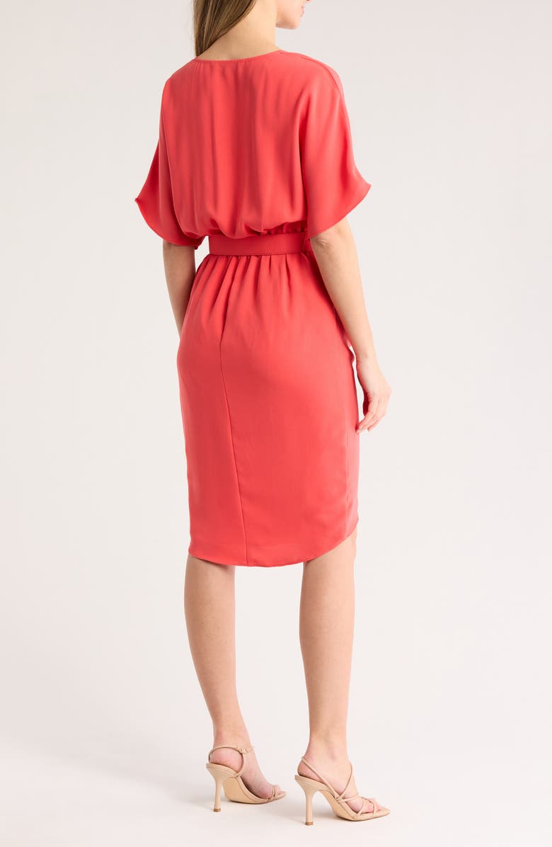 Zest Short Sleeve Belted Faux Wrap Dress