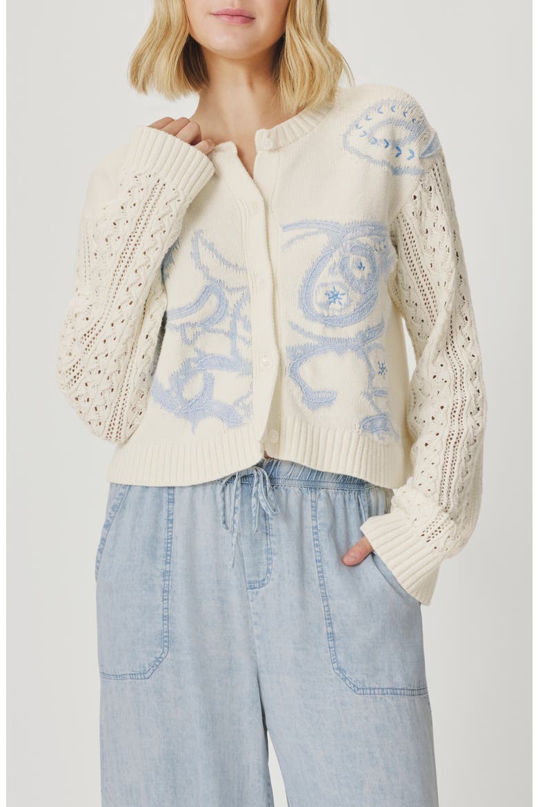 Gracie Jacquard Cardigan, Main, color, YELLOW SHELL PAISLEY