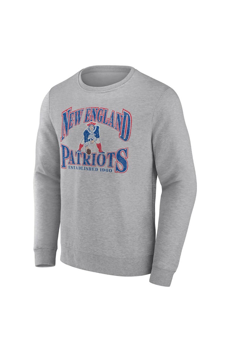 FANATICS Men's Fanatics Branded Heathered Charcoal New England Patriots Playability Pullover Sweatshirt, Alternate, color, 