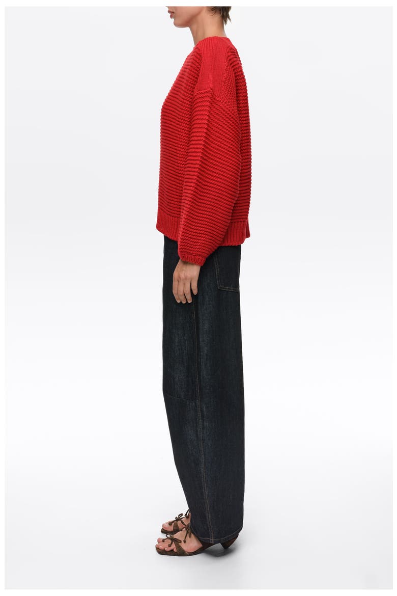 Oversized Boat Neck Sweater, Alternate, color, RED