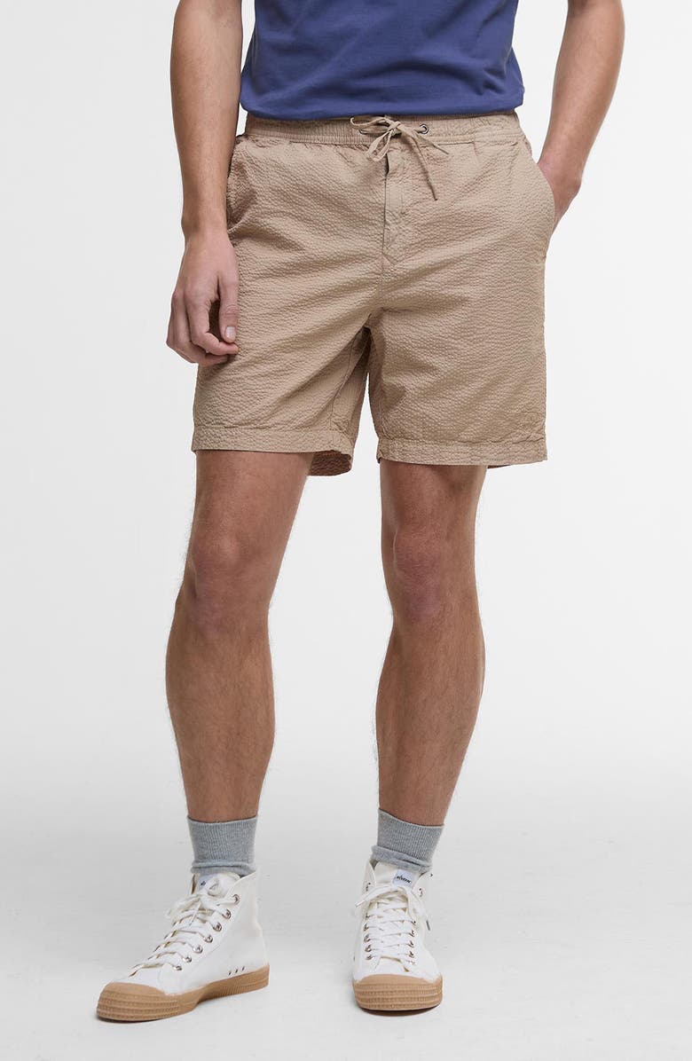Barbour Relaxed Cotton Seersucker Drawstring Shorts, Main, color, Washed Stone