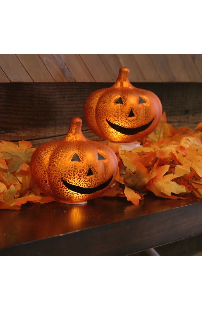 Mr. Halloween Set of 2 Mini Mercury Glass Jack-O-Lanterns, Alternate, color, Multicolor