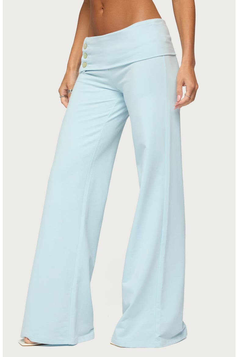 Poppy Wide Leg Button Foldover Pants, Alternate, color, LIGHT-BLUE