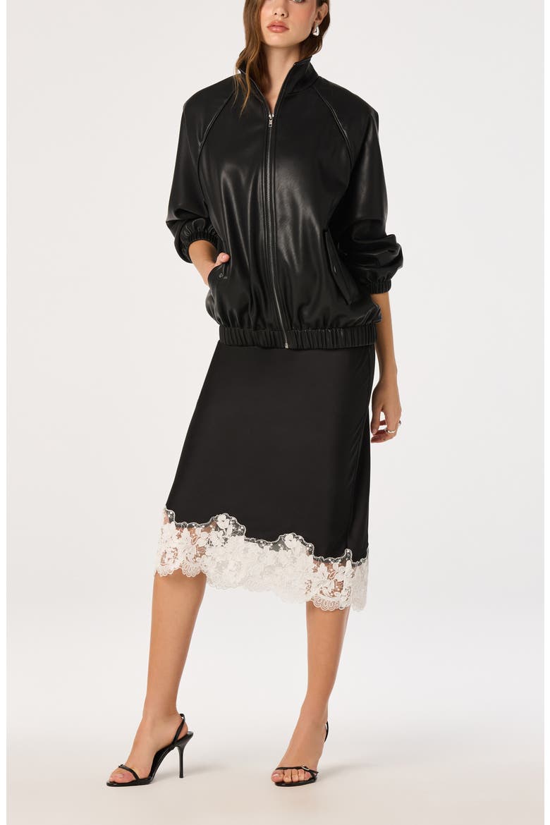Shantel Lace Trim Midi Skirt, Alternate, color, BLACK WHITE LACE