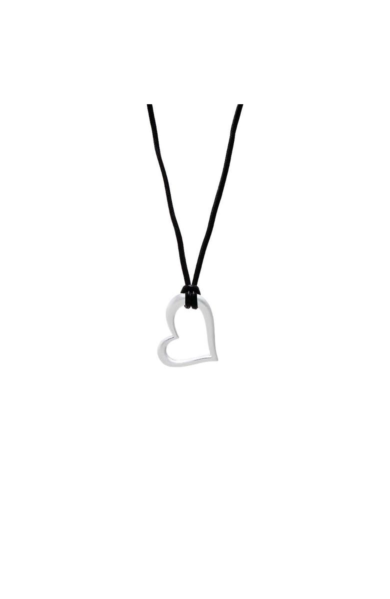 BY ADINA EDEN Colored Open Heart Pendant Necklace, Main, color, Silver