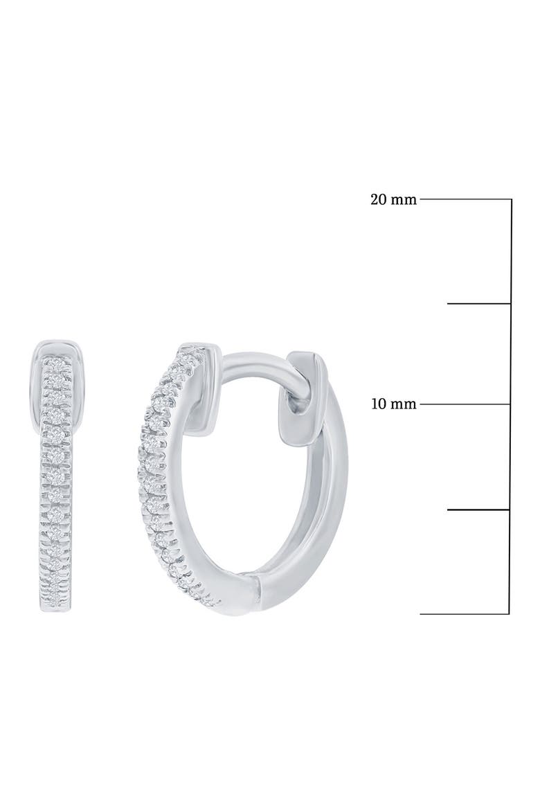 Sterling Silver Pavé Diamond Huggie Hoop Earrings - 0.06ct., Alternate, color, SILVER