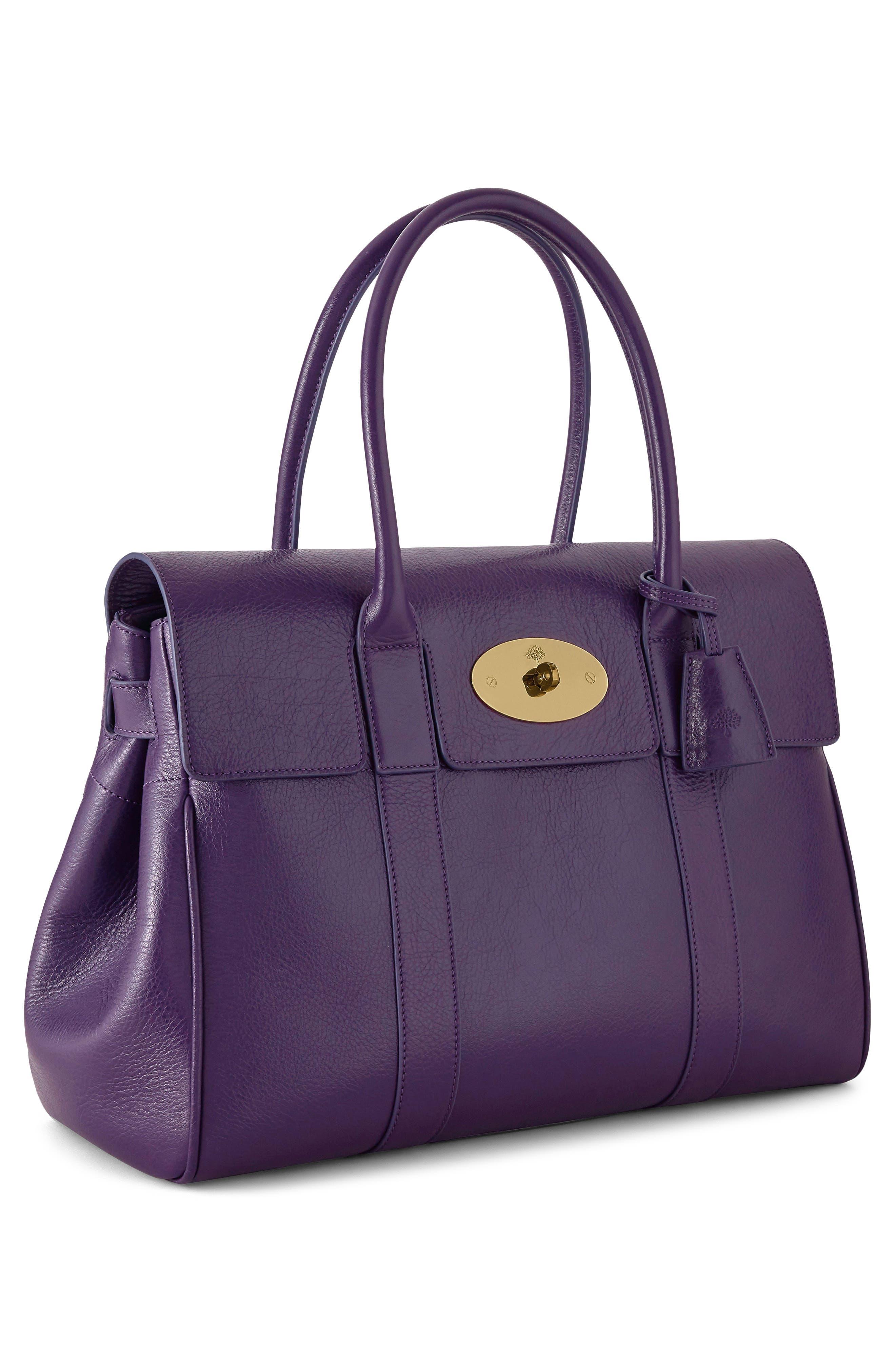 Bayswater High Shine Leather Satchel, Alternate, color, AMETHYST