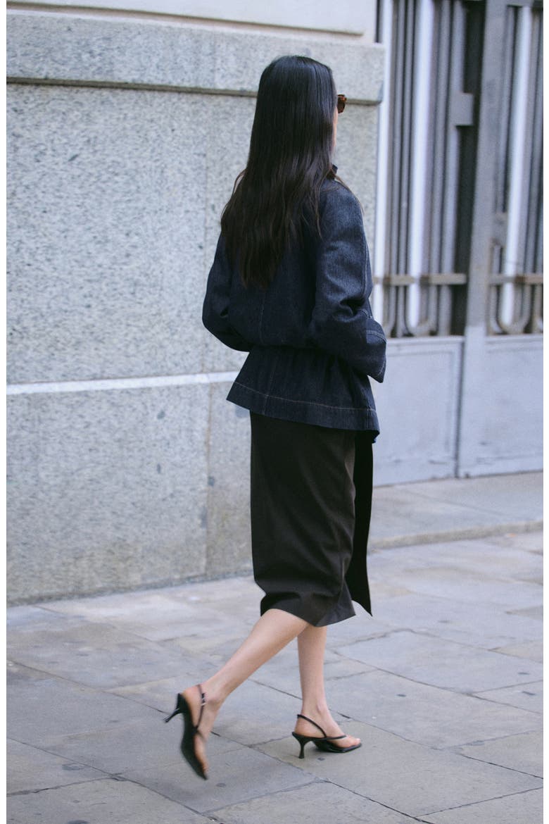Gathered Waist Denim Parka, Alternate, color, OPEN BLUE