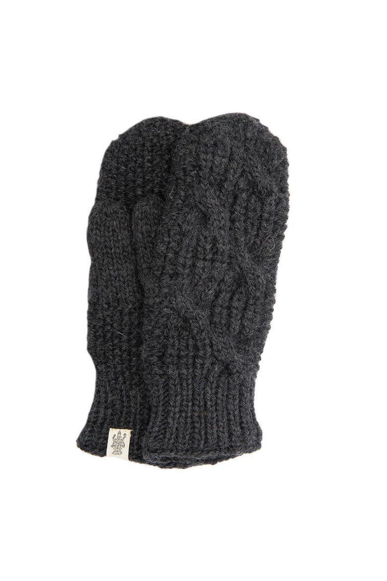 Side Cable Knit Mittens, Main, color, Charcoal