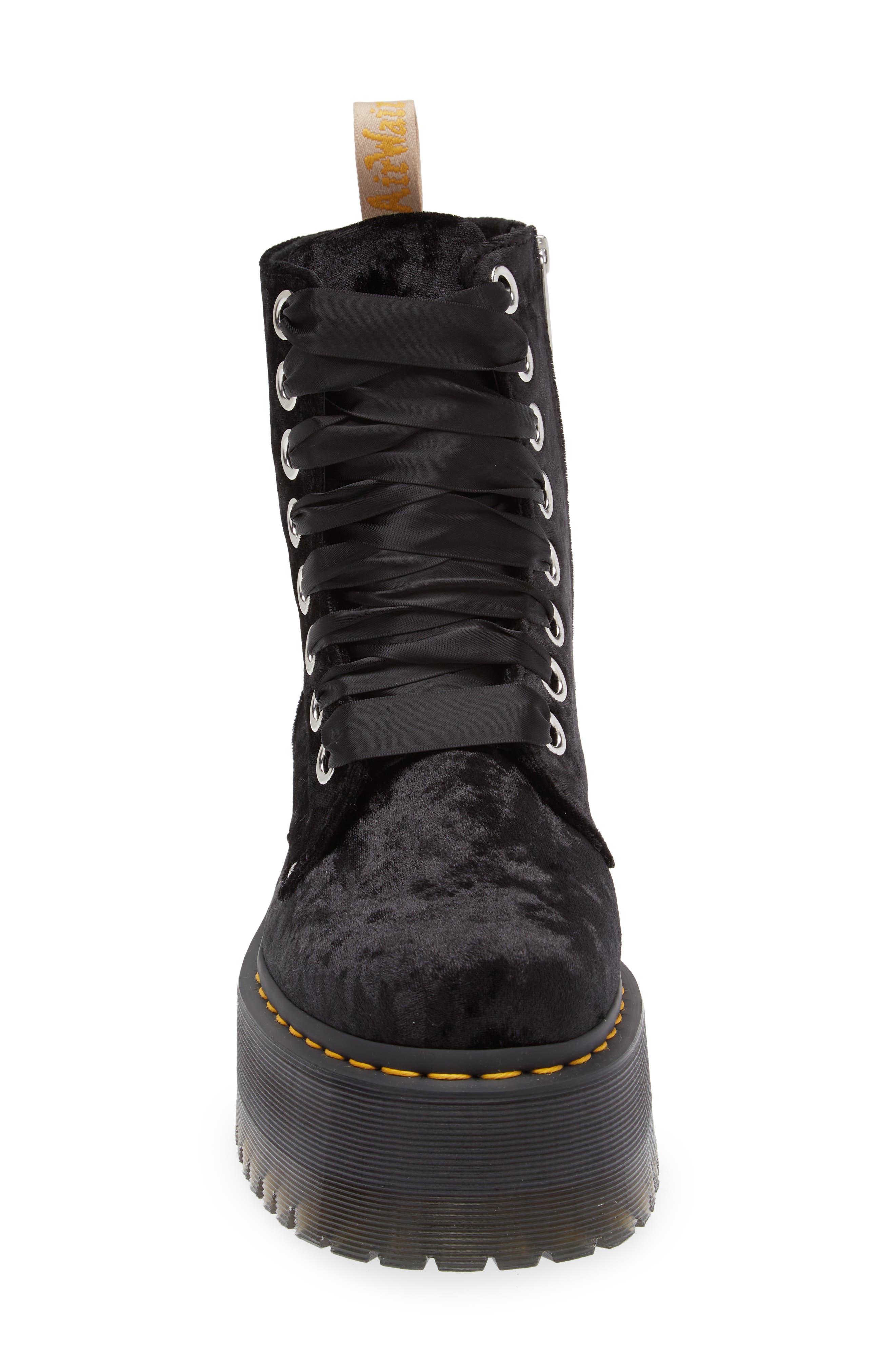 Dr. Martens Jadon Max Velvet Combat Boot, Alternate, color, 
