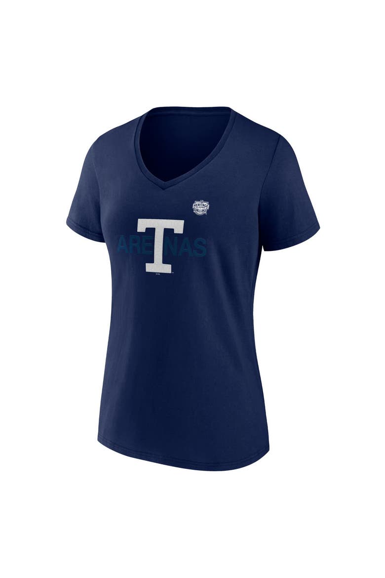 Women's Fanatics  Navy Toronto Maple Leafs Primary Logo V-Neck T-Shirt, Alternate, color, Navy
