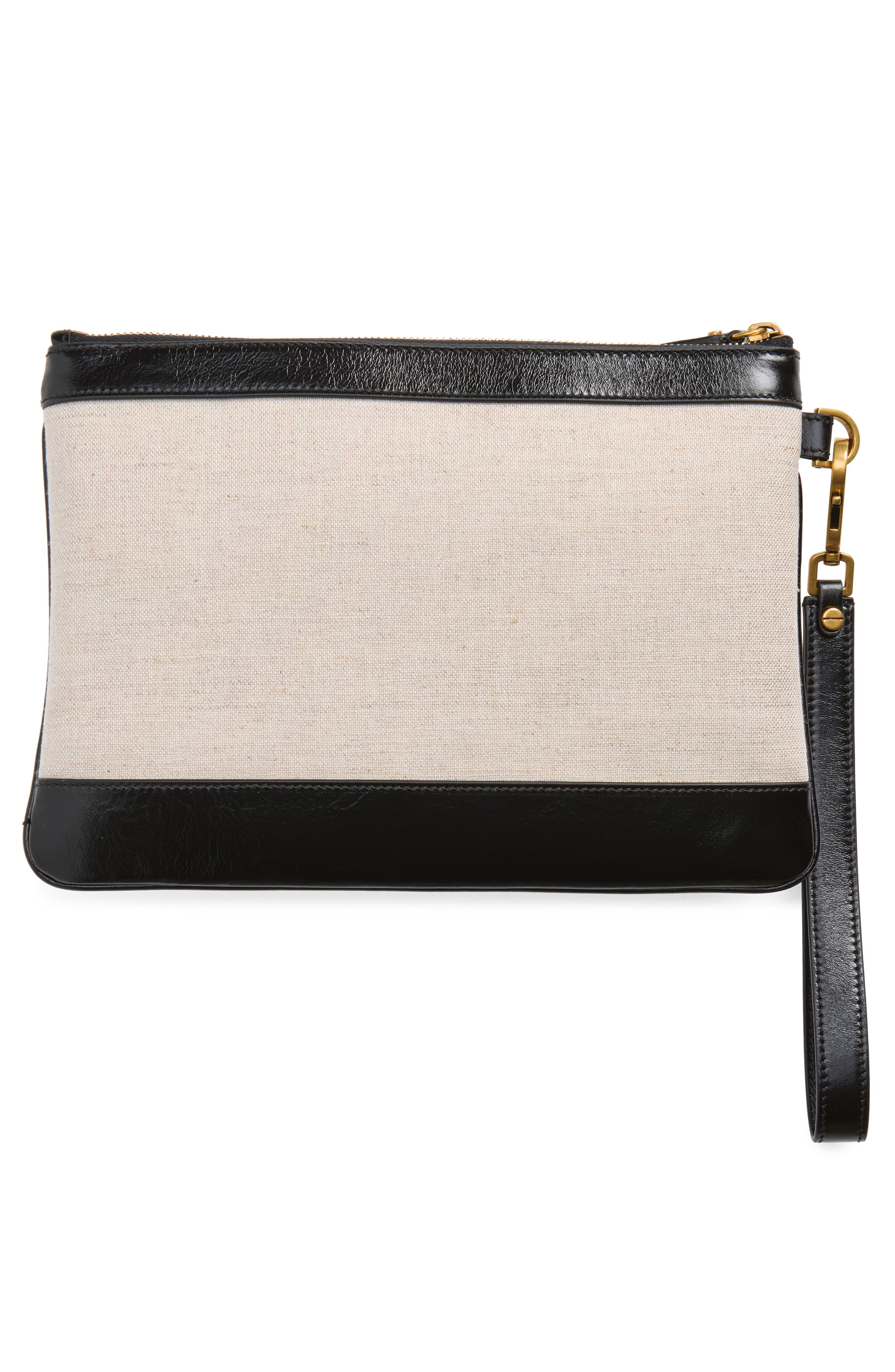 Rivière Canvas Pouch, Alternate, color, BEIGE BLACK GOLD
