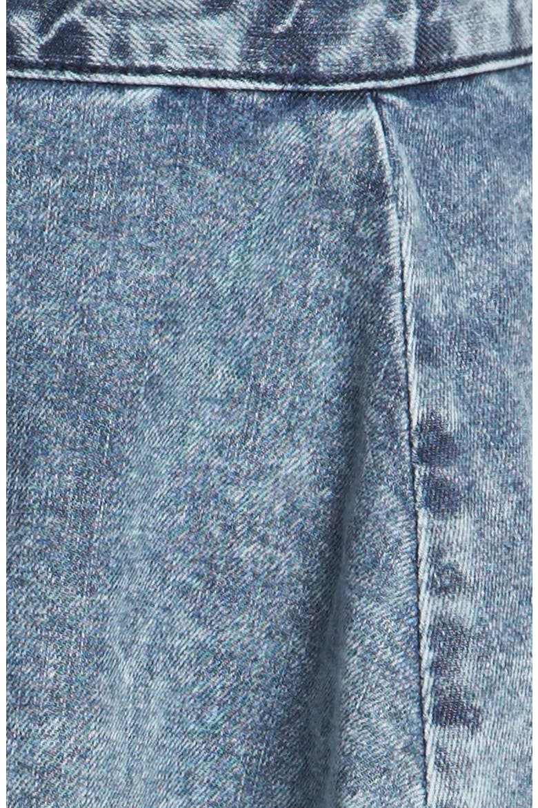 Moto Acid Wash Denim Skater Skirt, Alternate, color, MID DENIM