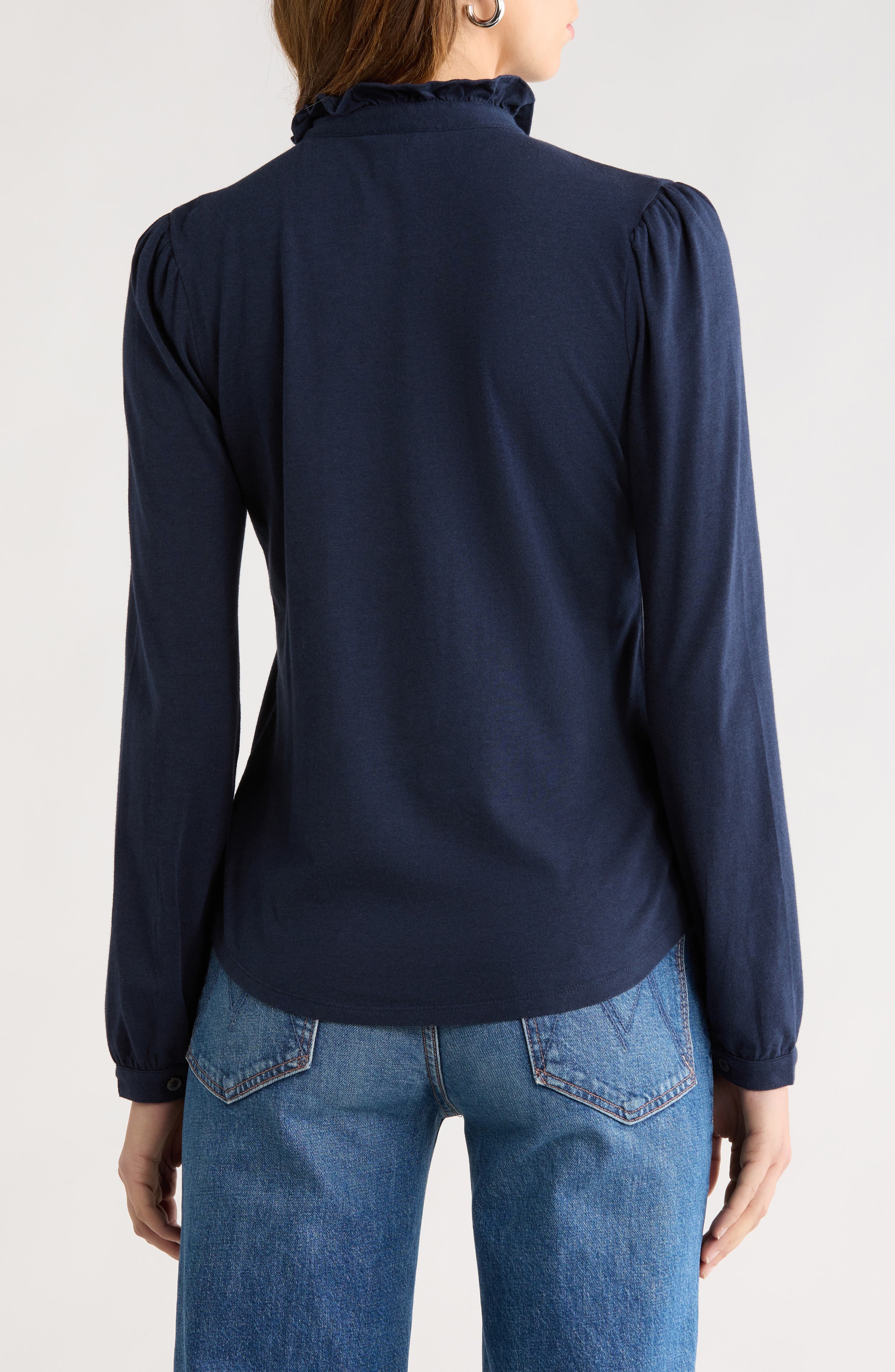 Ruffle Detail Henley Shirt - image 4